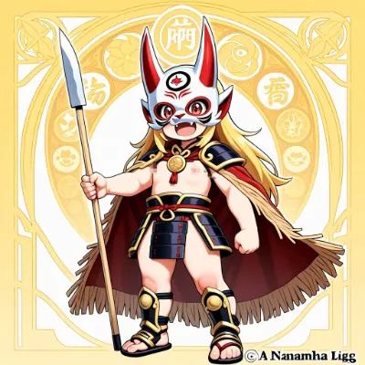 兎面の小さな槍使い(生成者談)自動生成によると男の子らしいですが、