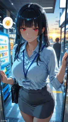 夕暮れの駅で微笑む赤い瞳の彼女