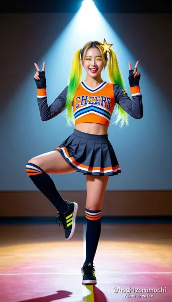 応援の熱、ネオンに染まる戦場 - The passionate cheering and neon-lit battlefield