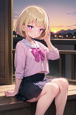 夕焼け空と制服