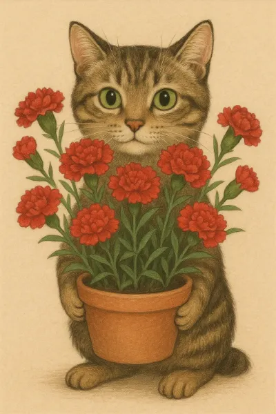 カーネーションと猫さん