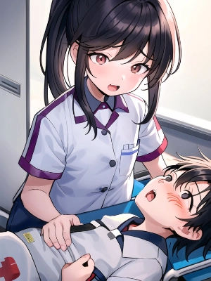 怪我をして運ばれてきた少年と救急看護師さん