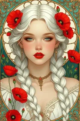 三つ編みして綺麗な女性