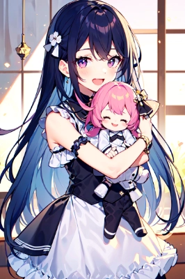 人形を抱きしめている女の子