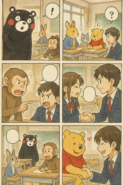 吹き出しに文字を入れてください