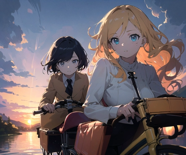 黒髪＆ブロンド・サイクリング？