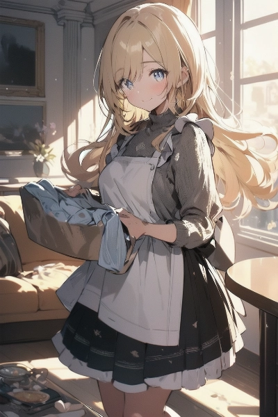 リビングで家事に勤しむ金色の髪の少女