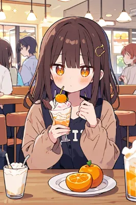 みかんのパフェと女の子🍊