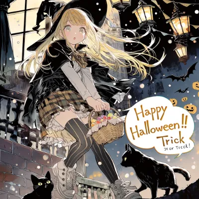 黒猫と魔女のハロウイン🎃