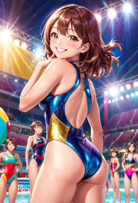 競泳水着で。