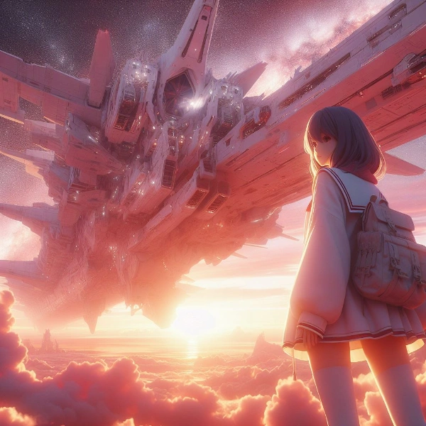 宇宙戦艦と夕日　（8枚）