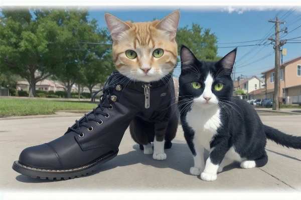 靴が内蔵された服を着ている猫