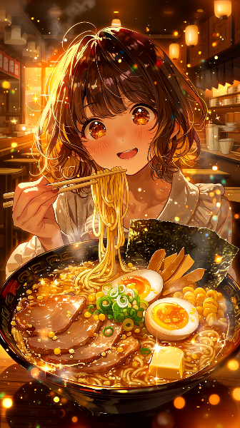 ラ－メンを食べてる女の子🍜✨