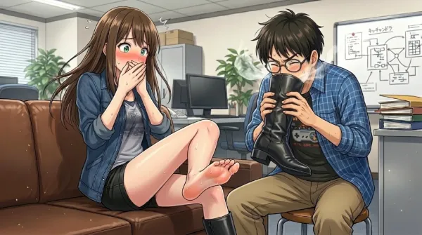 ブーツを嗅がれる凛ちゃん