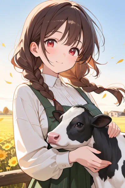 「この子牛、人懐っこいですね♪」