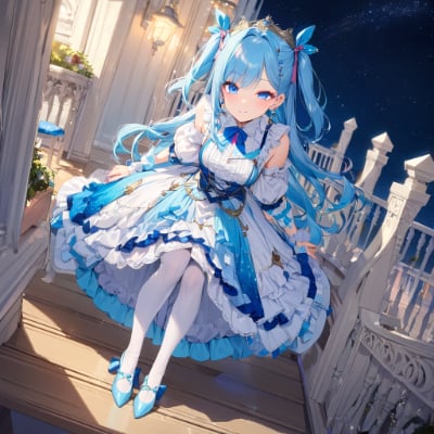 夜の素敵な青髪さん