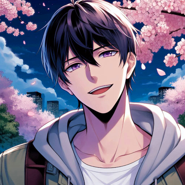 夜桜と、黒髪短髪男性＊その4(5枚)