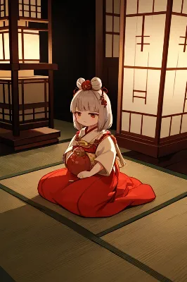 鬼の少女と月夜の酒壺