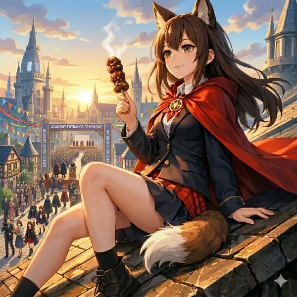 屋根の上から入学する