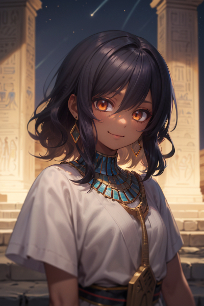 ピアスをした女性神官