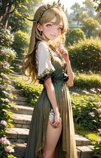 庭園に佇む金色の髪の少女