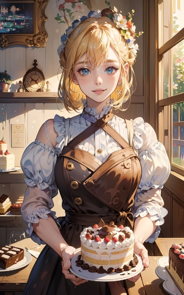 金髪のパティシエールさん(4枚)