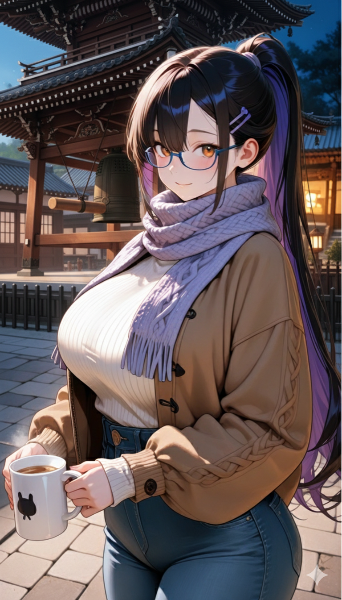 冬の寺院で紡ぐ、彼女の穏やかな夜