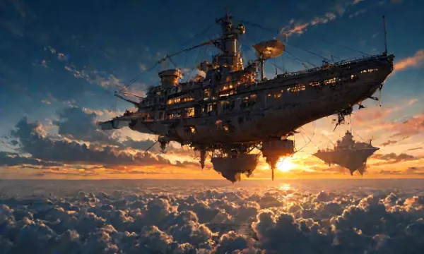 スチームパンク的世界の飛空船