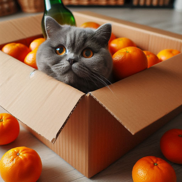 みかんの箱に入った猫