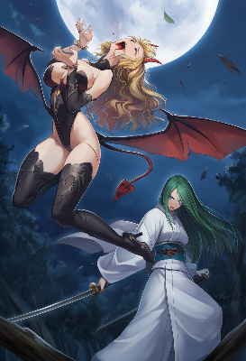 月夜の悪魔と剣士の対峙