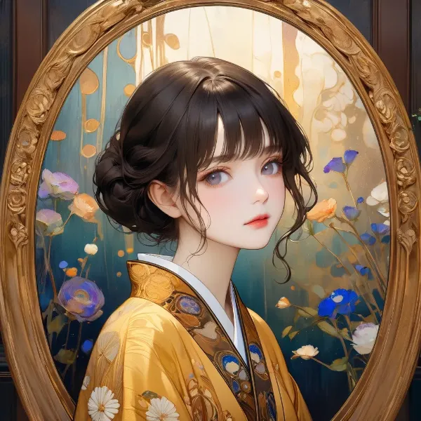 黄金の着物に咲く少女