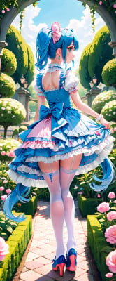 かわいい後ろ姿の青髪さん