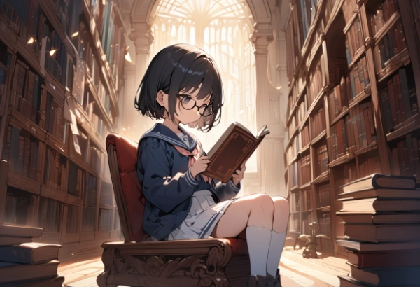 読みふける少女