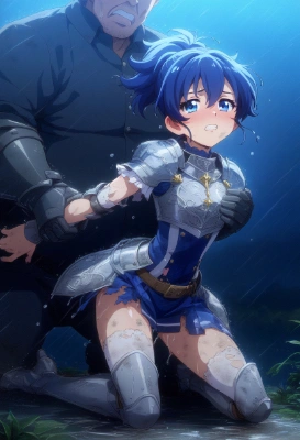 逃げようとしたが敵兵に捕まってしまった聖騎士