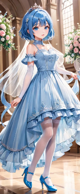 青いドレスが素敵