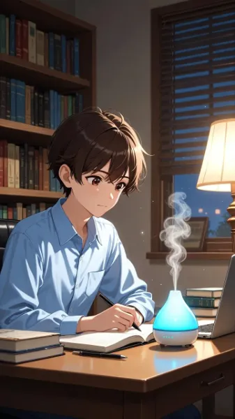 香りで集中力を高める学生