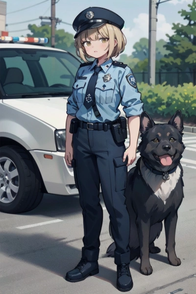 婦警さんと犬