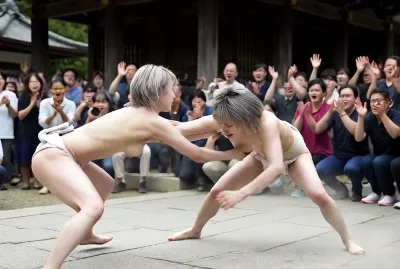 男根様を祀る神社で奉納相撲。　m8