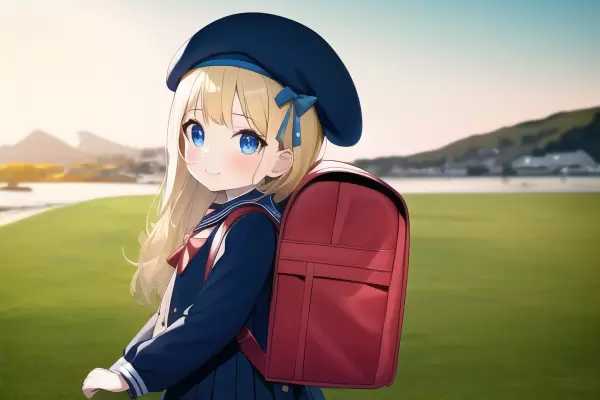 下校する金髪少女