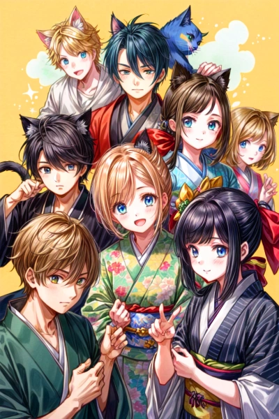 猫が街にやってきた！！（4枚）レトロモダン街シリーズ・その75