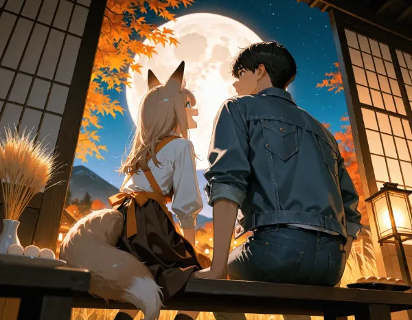 斎藤さんとコン子・お月見