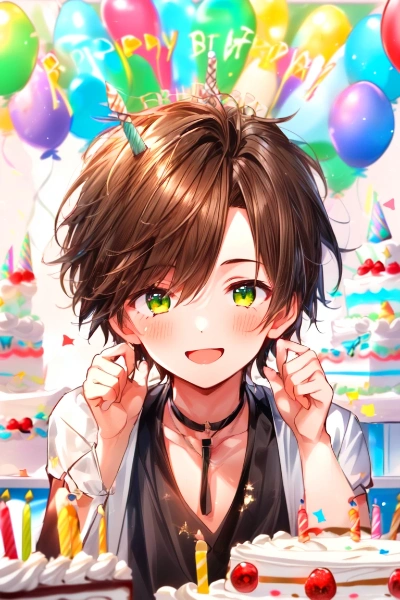 誕生日を祝う、ブラウン髪の少年★(4枚)