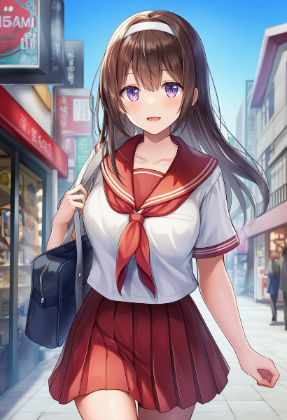 街角を彩るセーラー服の微笑み