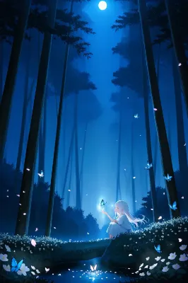 蝶と月の夜