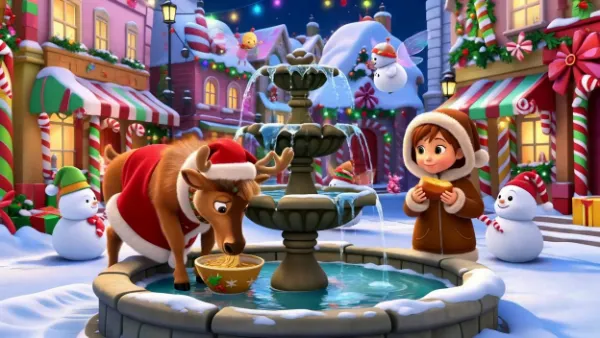 プレゼントを配り終えて仕事納めの後一息入れるトナカイ