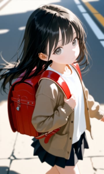 通学中によそ見をして転んでしまった少女