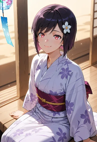 浴衣のひまりと風鈴