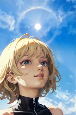 ハロを見上げる少女