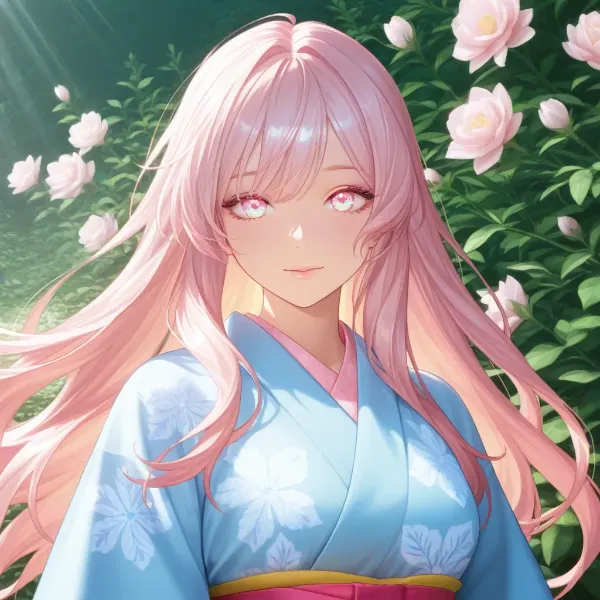 光差し込む花園の美少女