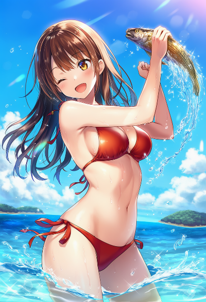 ビーチで大漁！笑顔の少女